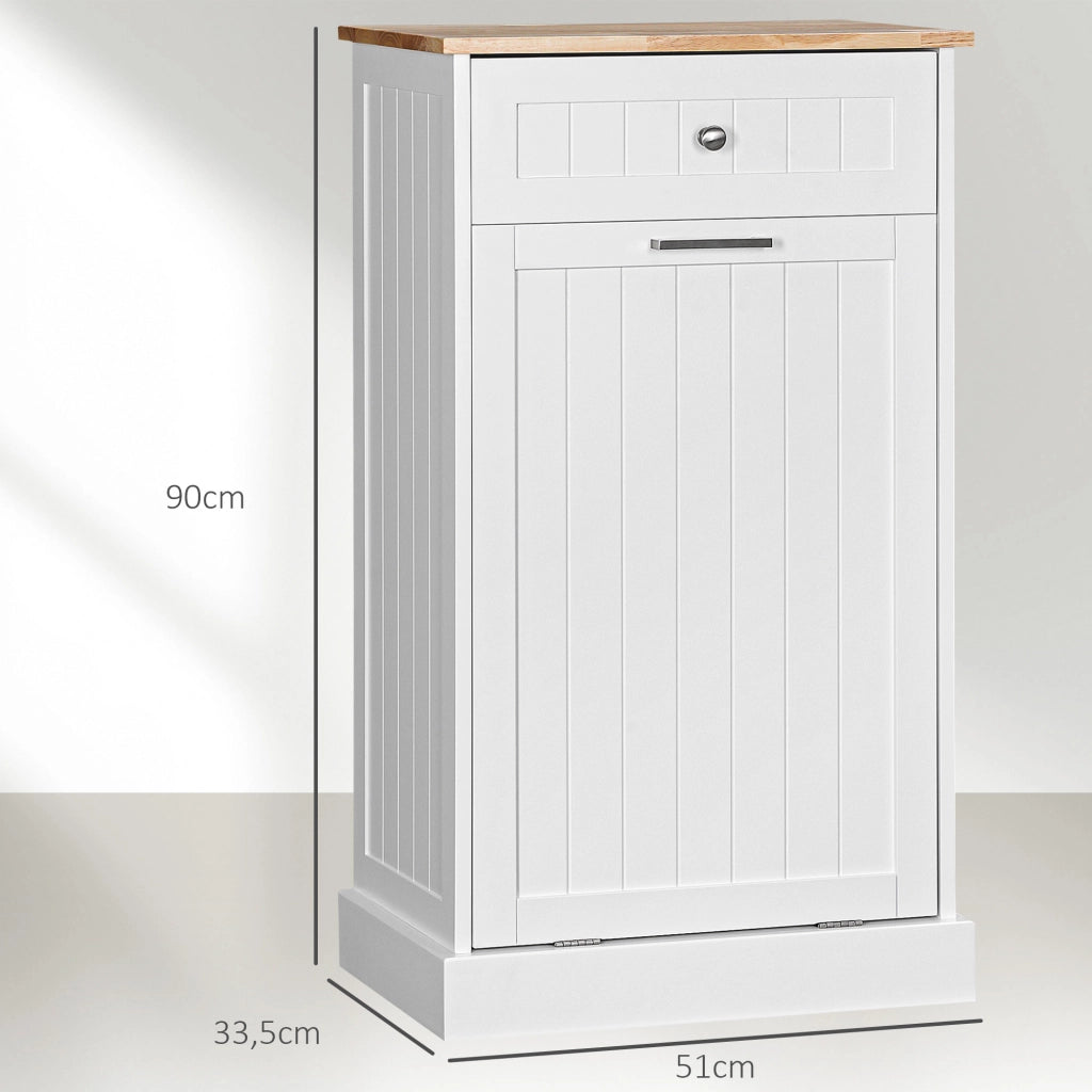 Credenza da Cucina 51x33,5x90 cm con Supporto per Bidoni della Spazzatura da 38 Litri in MDF Bianco