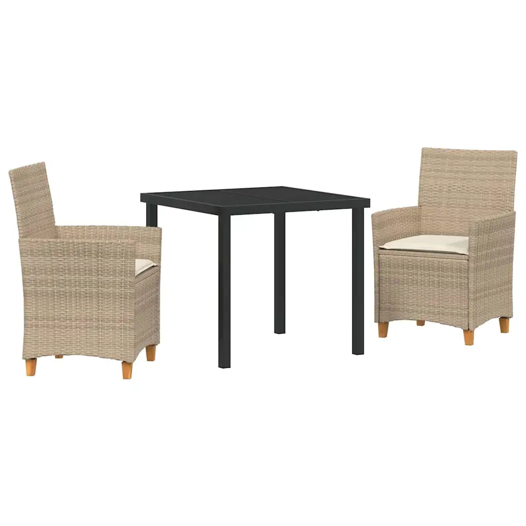 Set da Pranzo per Giardino 3 pcs Beige polyrattan 3381079