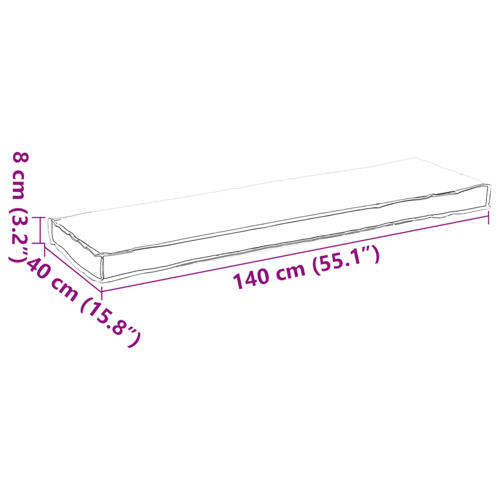 Cuscino per pallet per panchina panna 140x40x8 cm tessuto Oxford