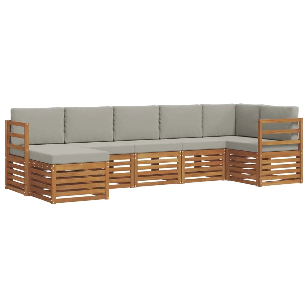 Set divano sezionale con cuscino 7 pcs Grigio Naturale e Chiaro 3375151