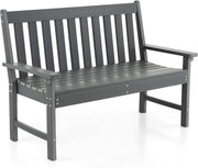 Panchina da Esterno, Panca da Giardino in HDPE Resistente con Schienale e Braccioli, Panchina da Parco, Balcone, Spogliatoio e Cortile, 132 x 65 x 91 cm (Grigio)