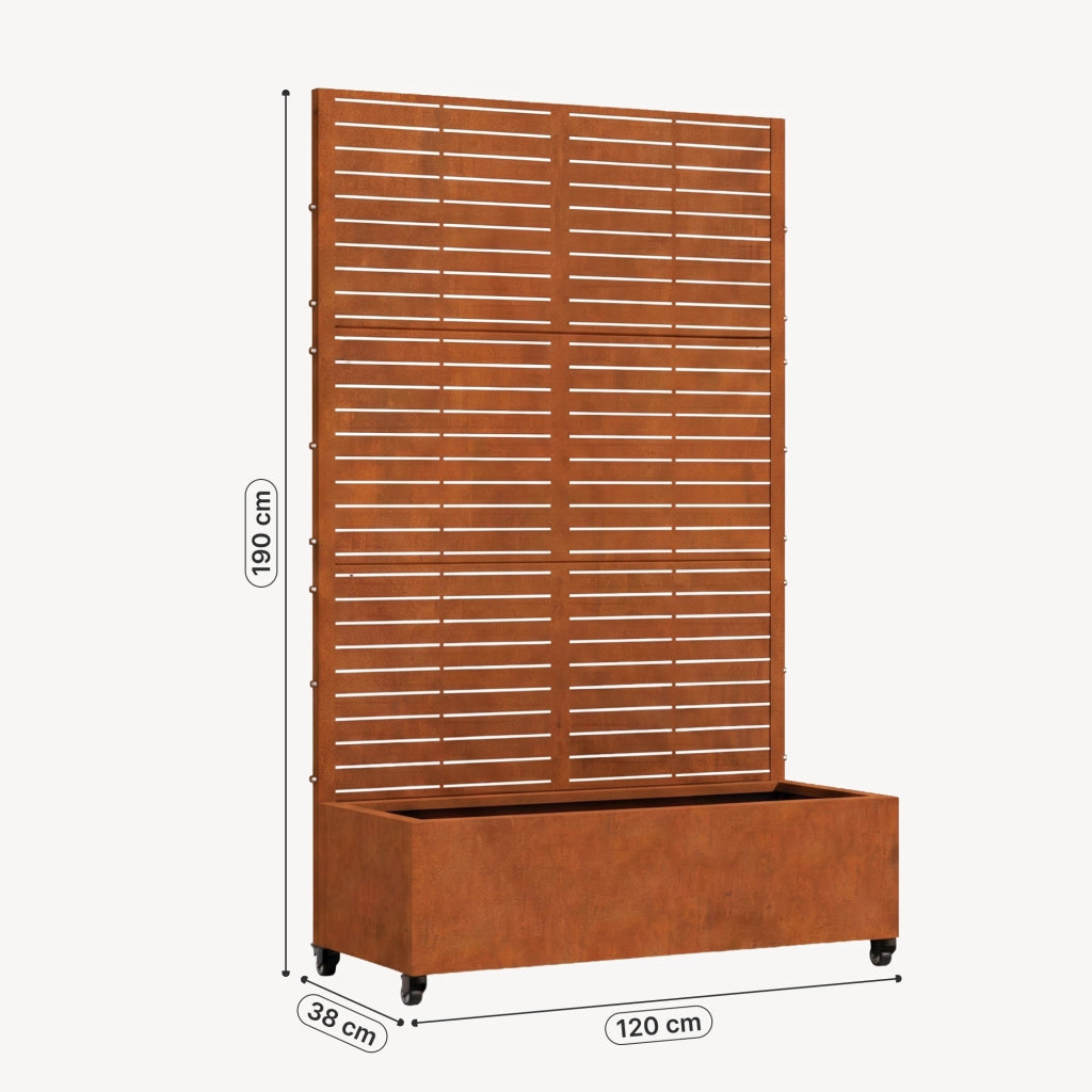 Fioriera con Spalliera Nodepp in Acciaio Corten 190 x 120 x 38 cm - Marrone Ossidato casa.pro