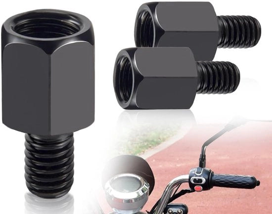 Adattatore per specchietti - M10 a M8 - Viti robuste - Nero - Specchietti posteriori - Adatto per scooter e motocicletta - 2 pezzi
