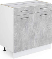 Mobiletto base per cucina R-Line, Calcestruzzo, 80 cm senza piano di lavoro, per la libera combinazione all'interno di sistemi cucina modulari