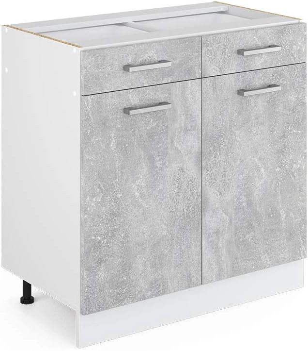 Mobiletto base per cucina R-Line, Calcestruzzo, 80 cm senza piano di lavoro, per la libera combinazione all'interno di sistemi cucina modulari