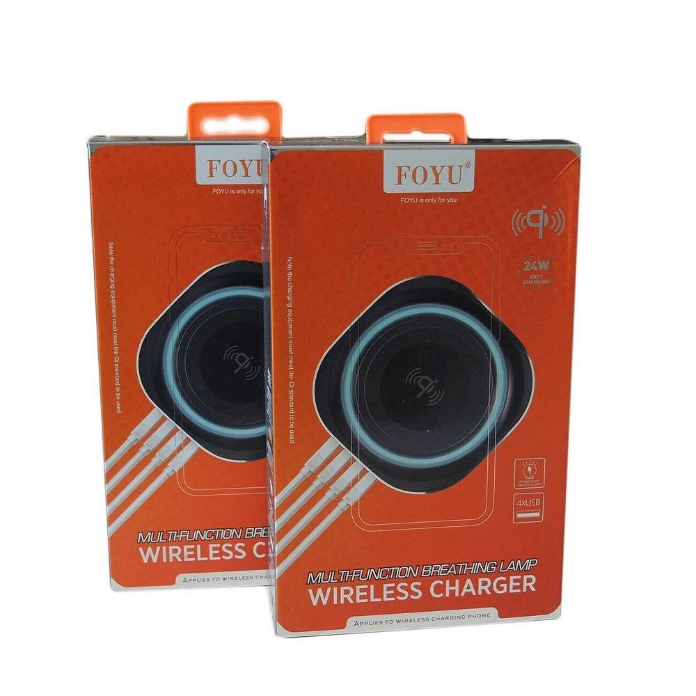 Trade Shop - Caricatore Wireless Qi Stazione Di Ricarica 24w 4 Porte Usb 5v 4.4a 24w Fo528 -