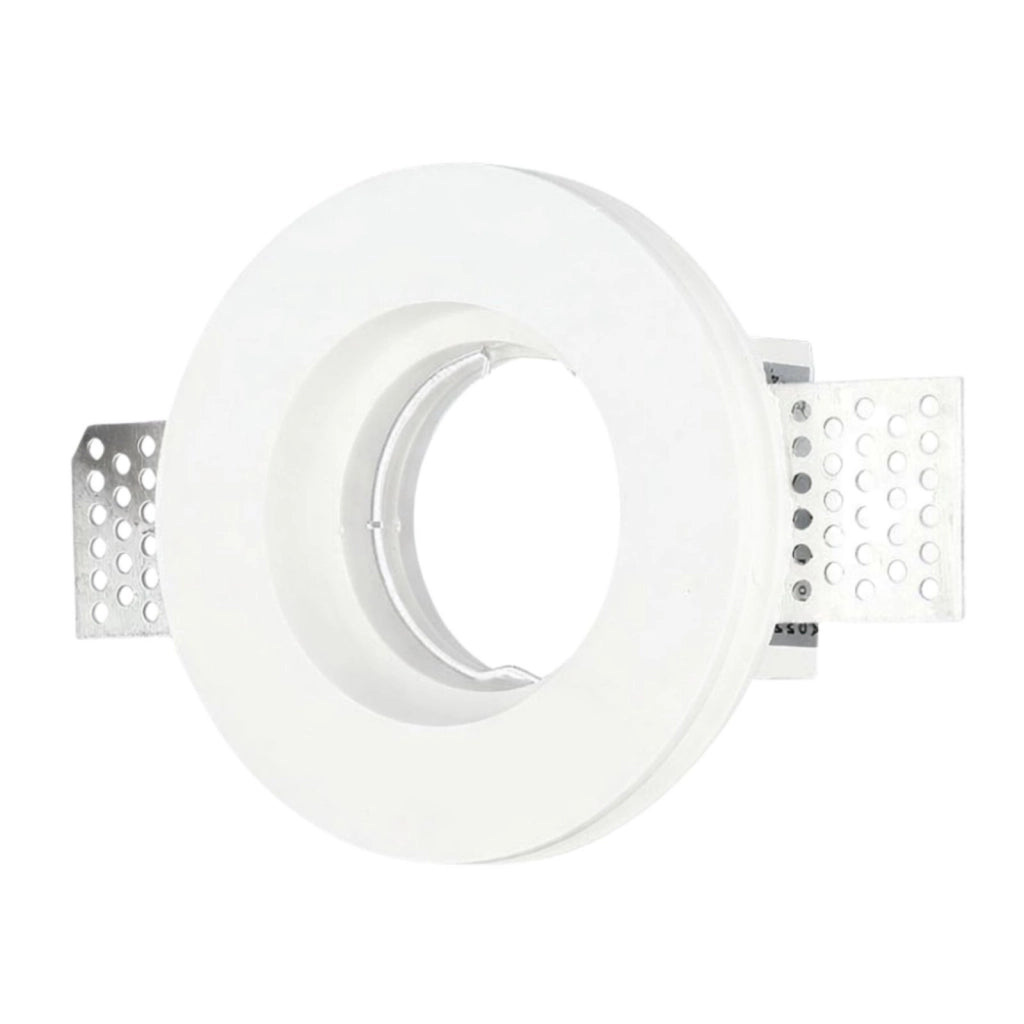 Portafaretto In Gesso Da Incasso, Rotondo 100X30mm Bianco Verniciabile Portalampada GU10 e Connettore Fast Incluso