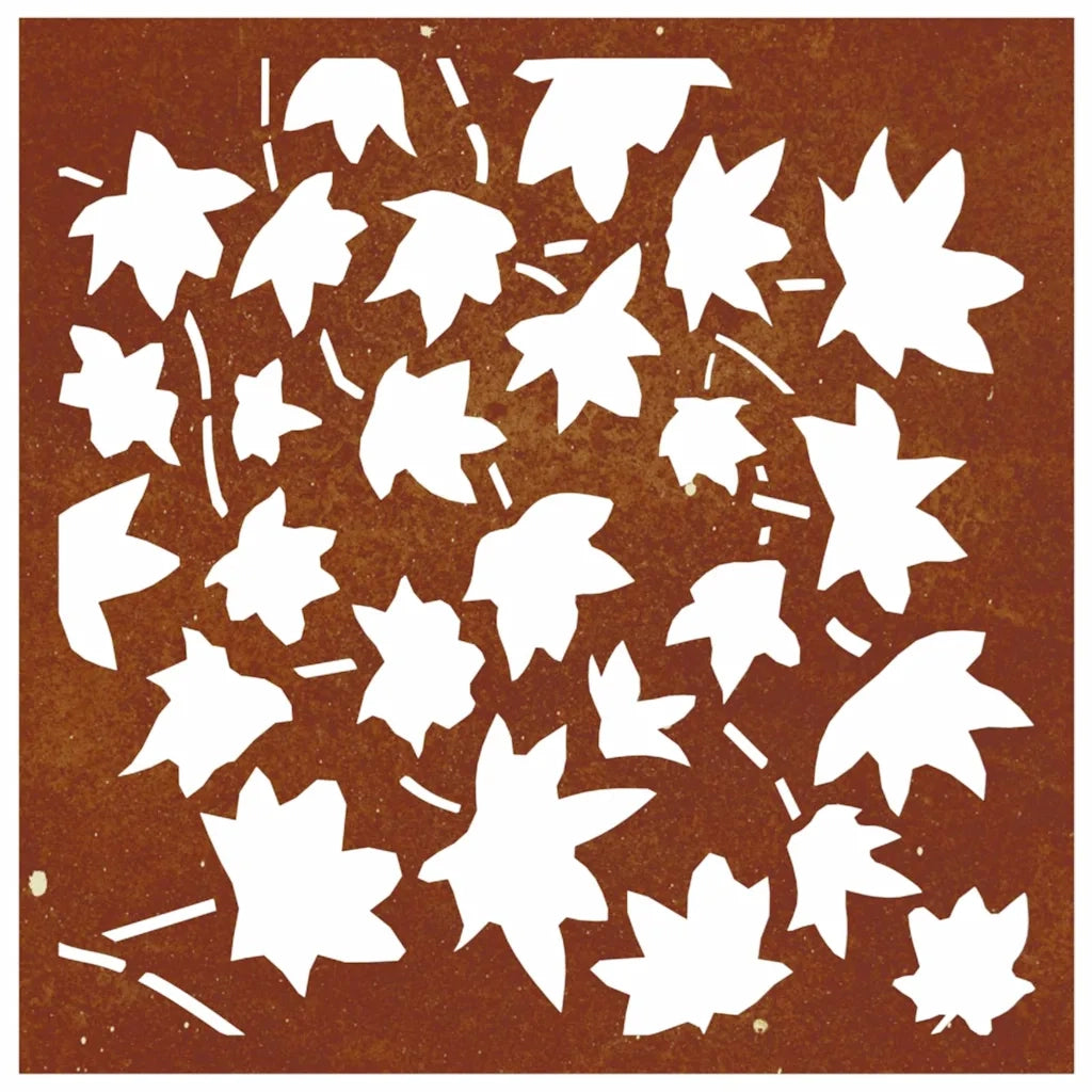 Decorazione Muro Giardino 55x55 cm Foglia Acero Acciaio Corten 824480