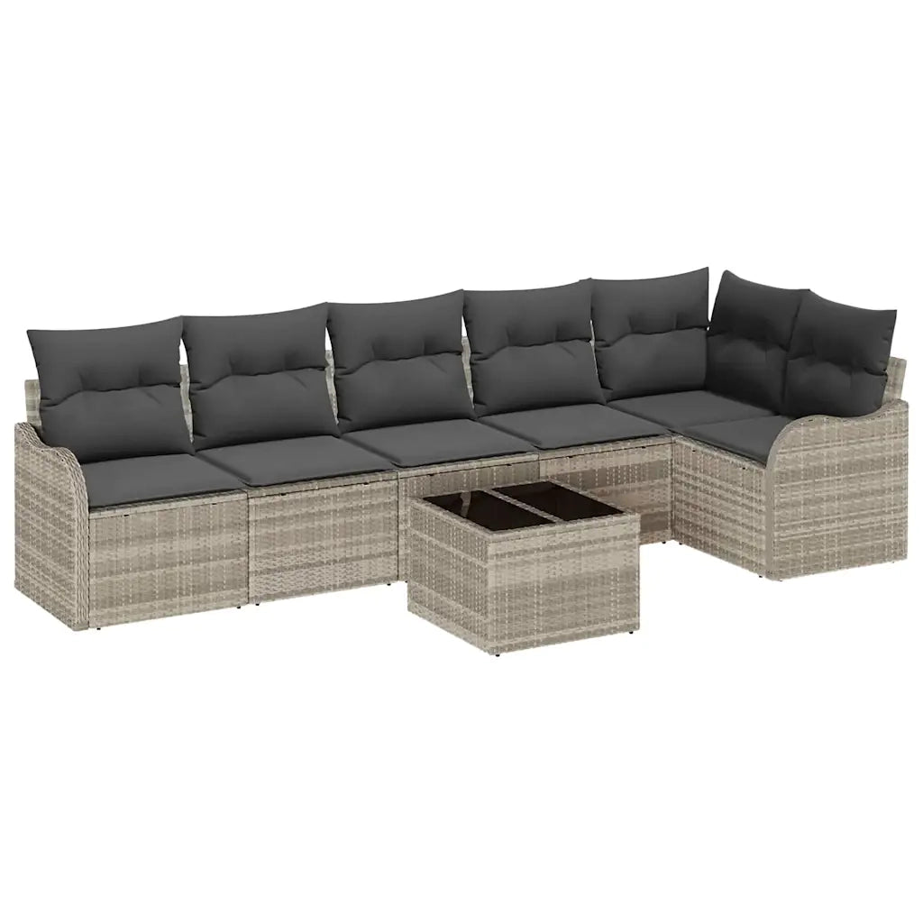 Set Divano da Giardino con cuscino 7 pcs Grigio Poly Rattan 3354401