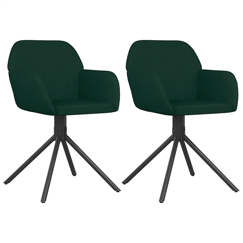 Sedie da Pranzo Girevoli 2 pz | Sedie da cucina Verde Scuro in Velluto