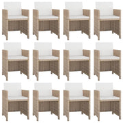 Set da Pranzo da Giardino 13 pz con Cuscini in Polyrattan Beige 42553