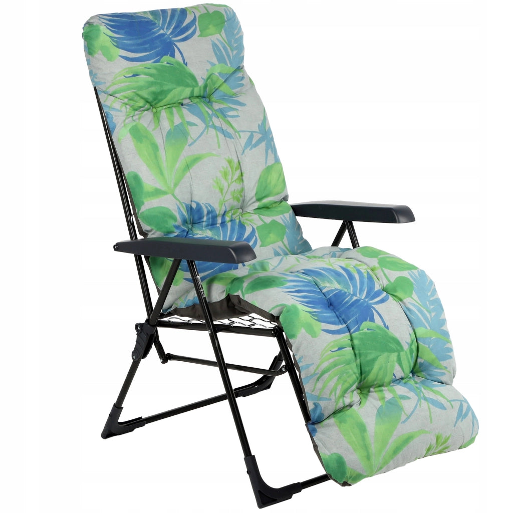 Sedia da spiaggia/giardino KADAX con cuscino e poggiapiedi, regolabile, portata massima 110 kg