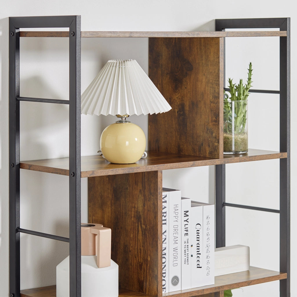 Libreria Scaffale 4 Livelli 8 Scomparti Stile Industriale ¨C zephmum ¨C Marrone 74x30x157,5 cm