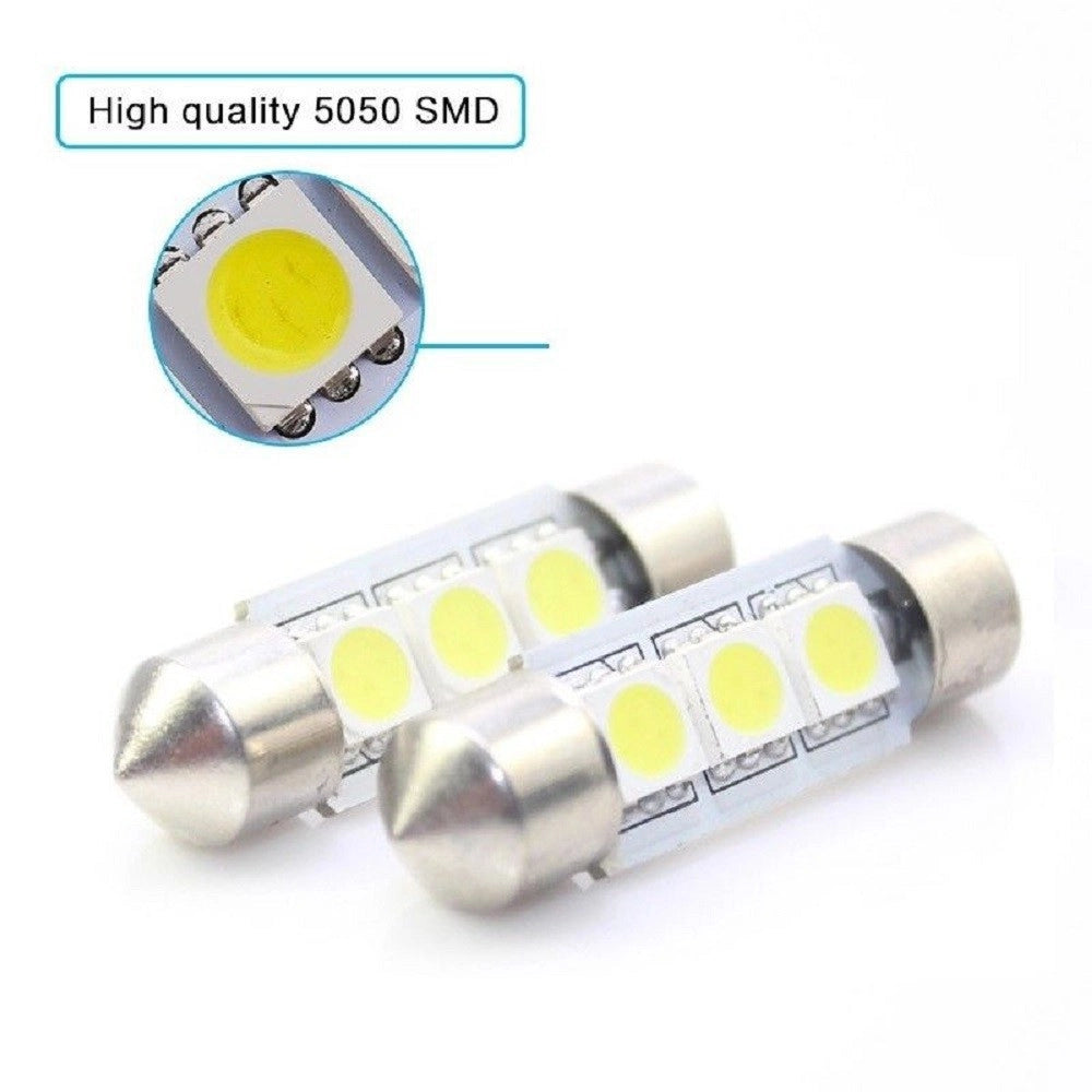 Trade Shop - 3 X Festoon Siluro 39 Mm Bulb 3 Led Smd C5w W5003 T11 5050 12v Auto Abitacolo -