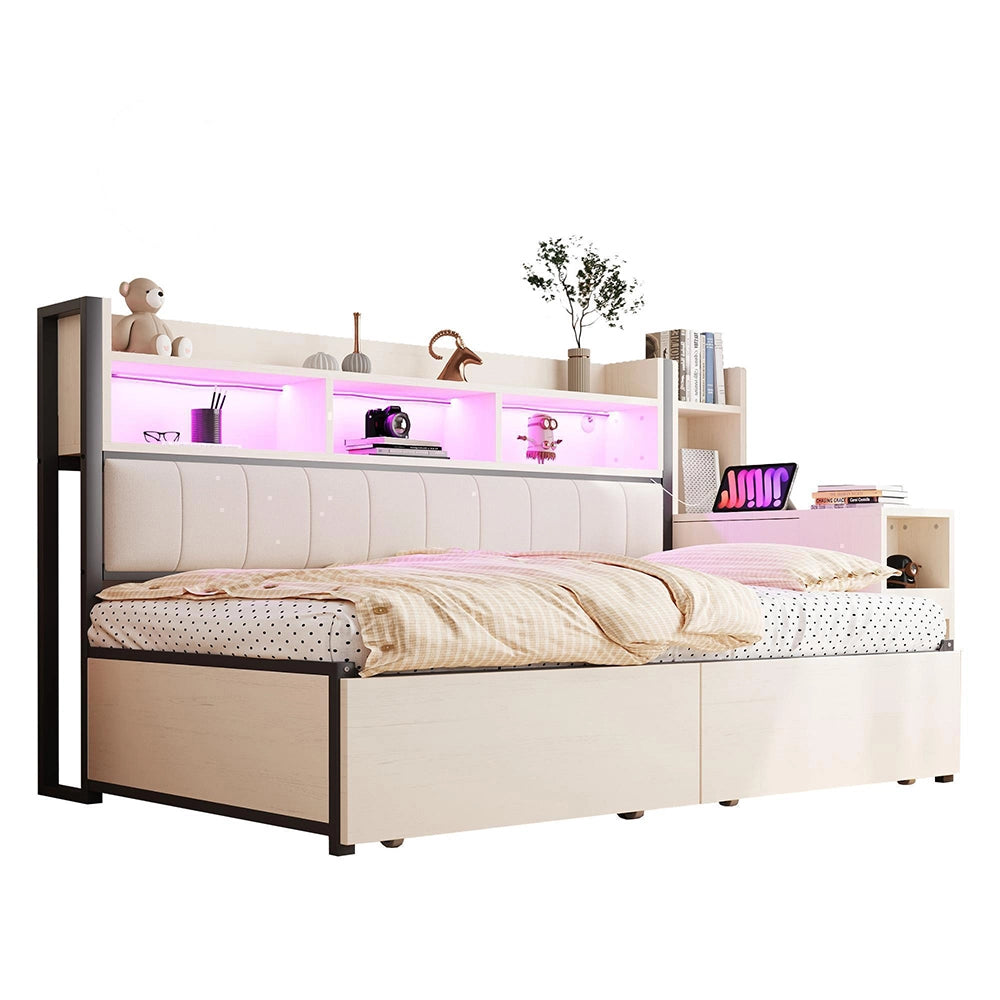 Divano letto ferro 90x200cm?- Xylo - LED scrivania bianco