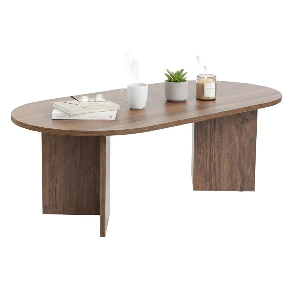 Tavolino da salotto Elain, Tavolo basso da caffè, Portariviste per divano, Ripiano da soggiorno, 119x60 h40 cm, Noce