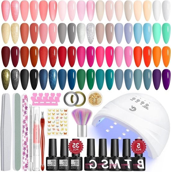 Kit di partenza per unghie in gel - 35 pezzi con lampada UV e smalto per unghie