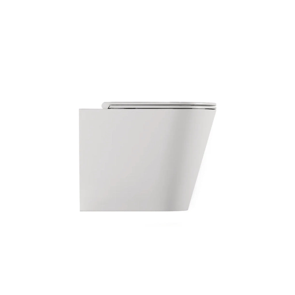 Coppia Di Sanitari Da Terra Alice Ceramica Filo Muro Senza Brida Bianco Lucido "Hide Round"