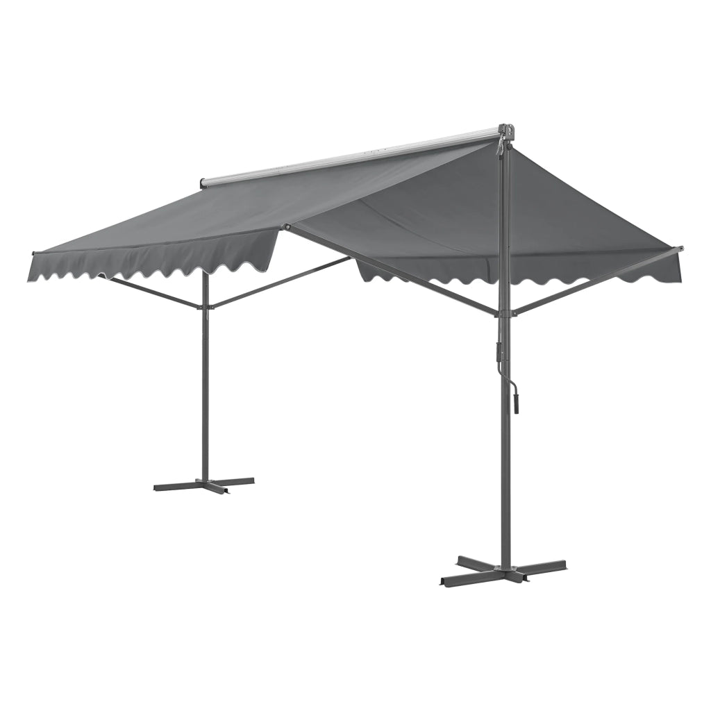 Tenda da sole autoportante a doppia pendenza 400 x 300 x 260 cm grigio scuro 03_0008294