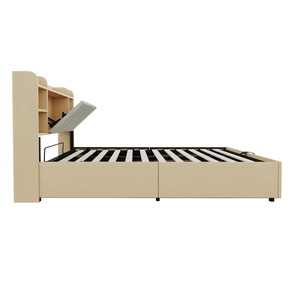 Letto contenitore 140x200 cm con testiera multifunzione e porte USB