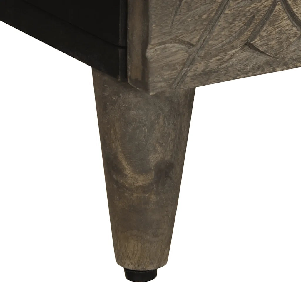 Comodino Grigio Chiaro 40x33x46 cm in Legno Massello di Mango 4017790