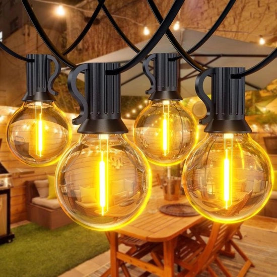 Luce a LED in catena acqua resistente per esterno 15M IP45 - 25+1 filo di luce per giardino terrazza feste di Natale matrimoni