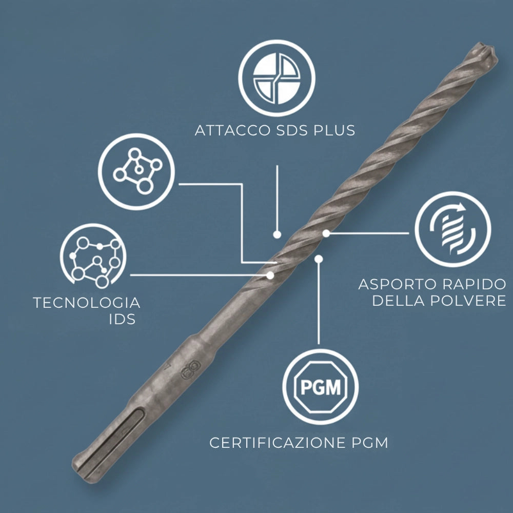 Punta sds-plus x4l per forare calcestruzzo e mattoni *** misura 6 x 165 mm, confezione 1
