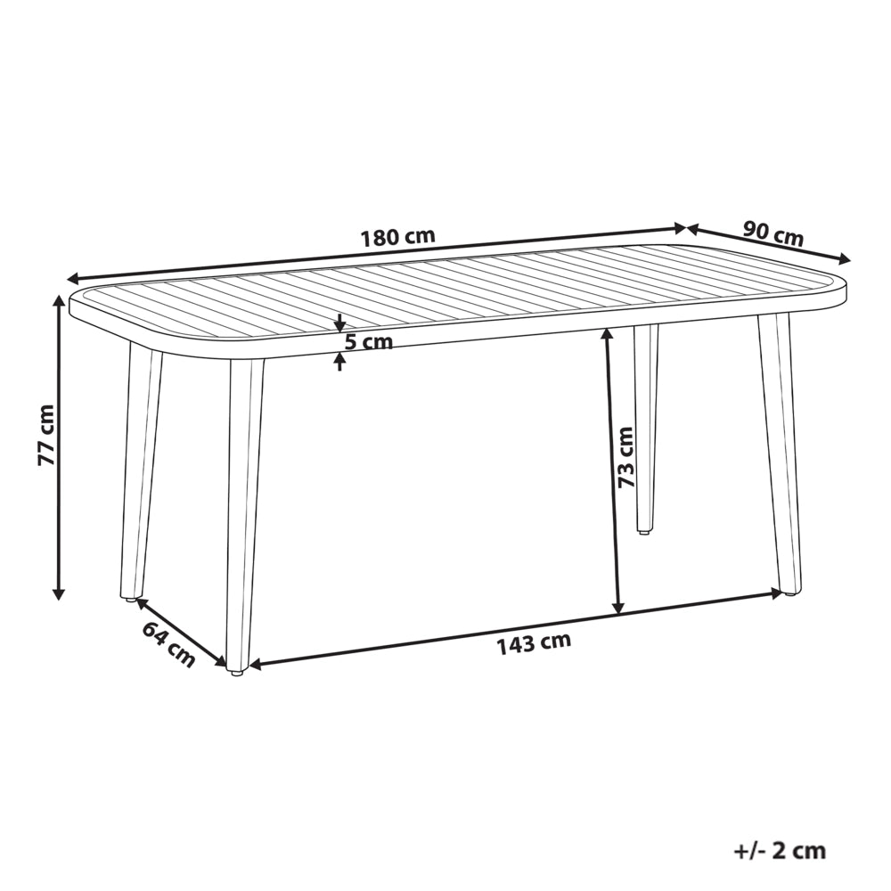 Tavolo da pranzo da giardino per esterni 180 x 90 cm in legno massiccio di acacia stile rustico