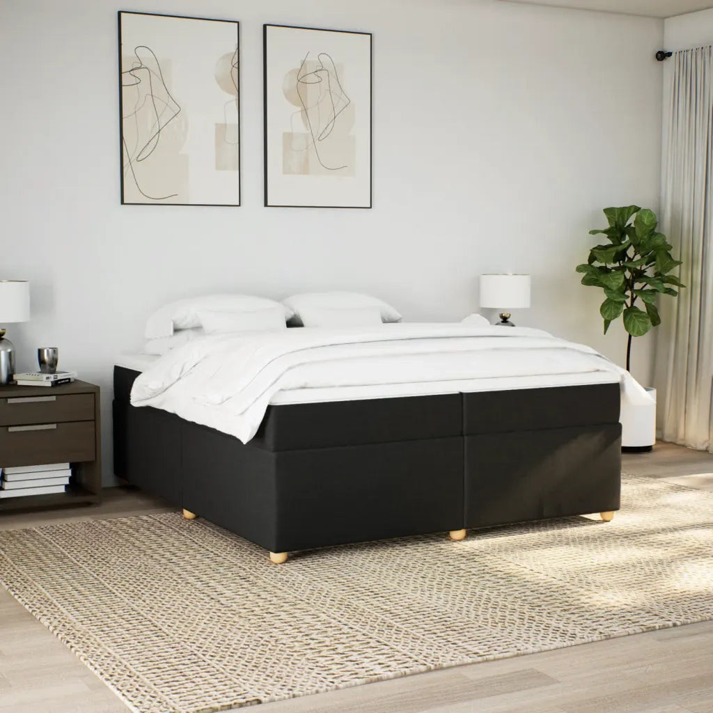 Giroletto a Molle con Materasso Nero 200x200 cm in Tessuto