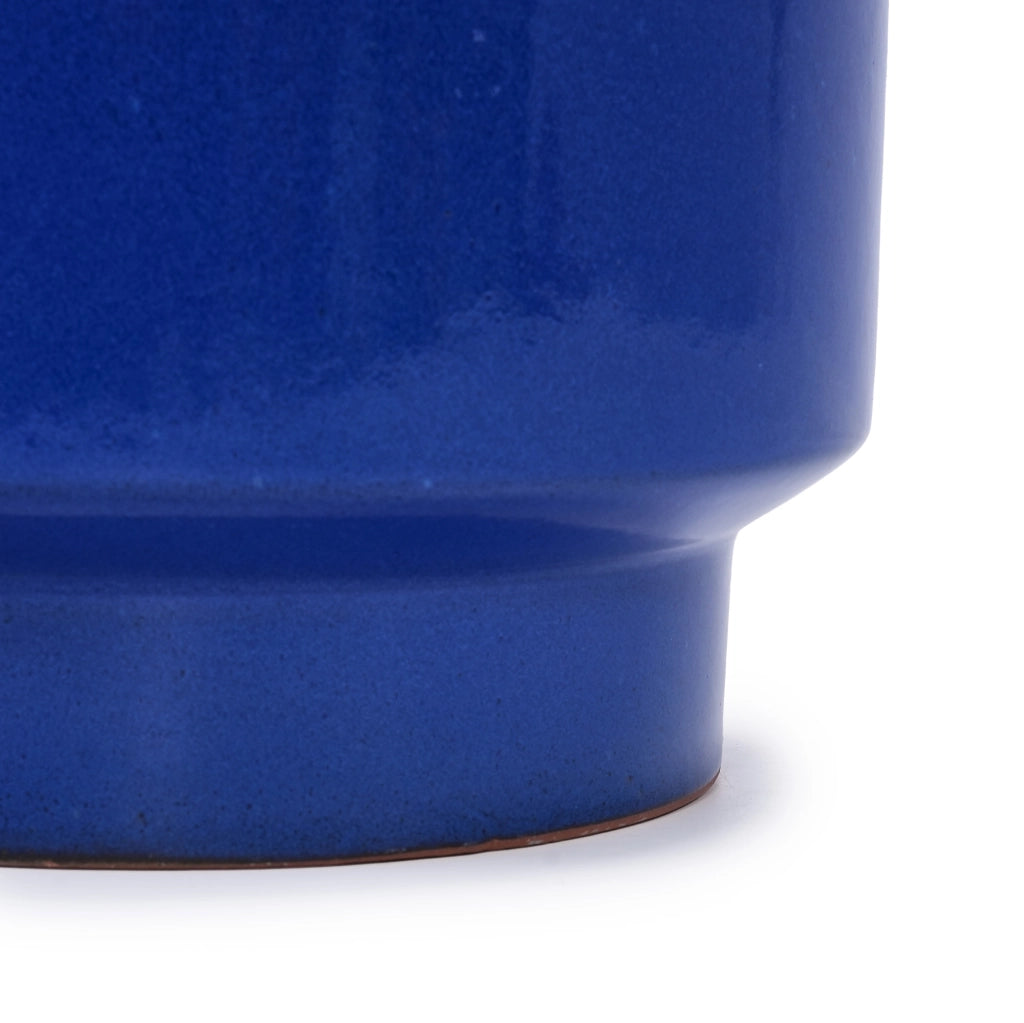 Vaso per piante in ceramica blu con foro di drenaggio