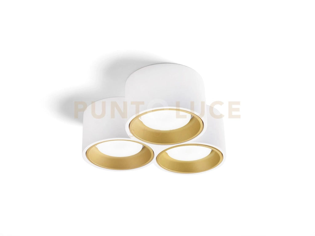 NASSO lampada da Soffitto 3 Luci attacco GX53 Tonda ottone in gesso e alluminio