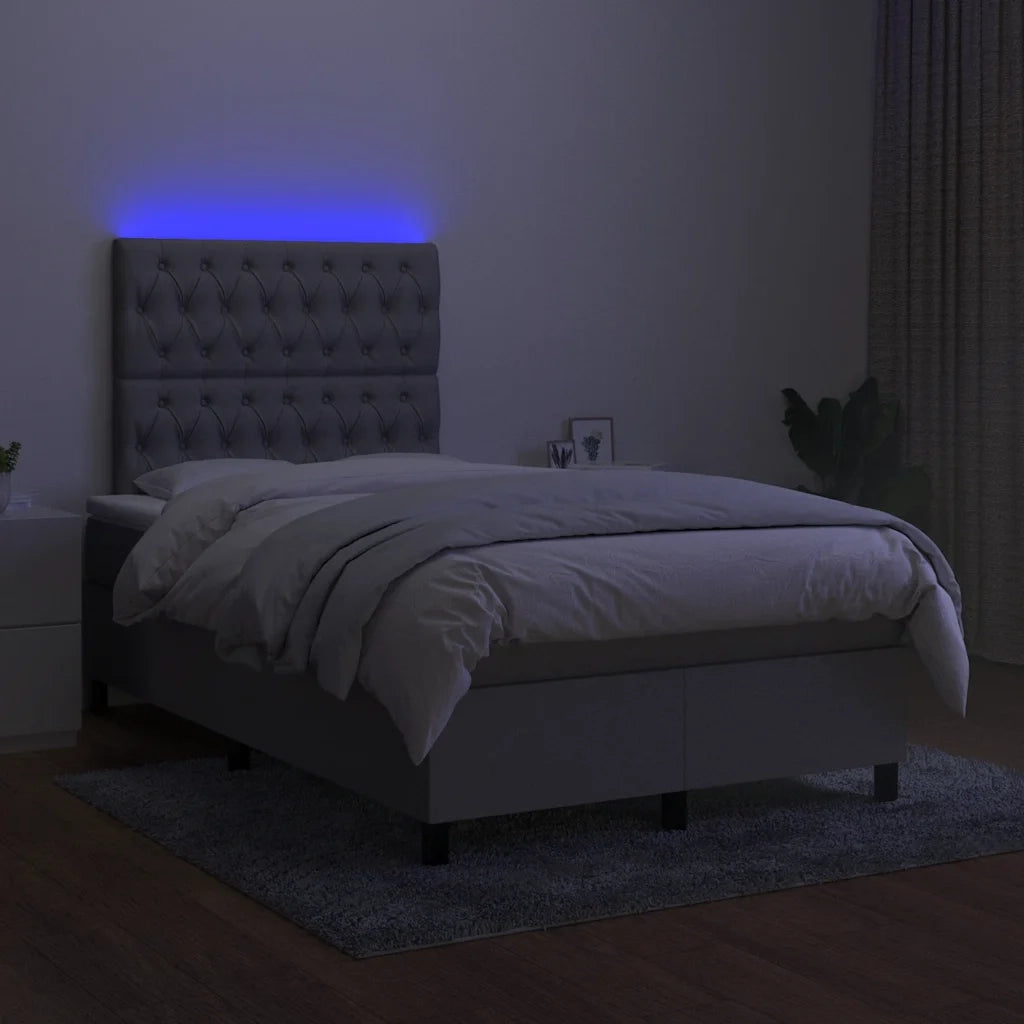 Letto a Molle Materasso e LED Grigio Chiaro 120x190 cm Tessuto 3270218