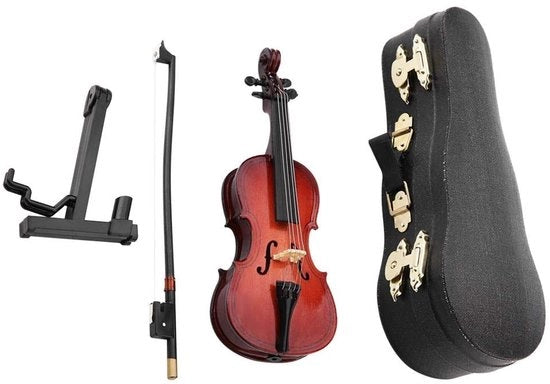 Cello Miniaturo 5,5 pollici - Strumento Musicale in Legno - Decorazione - Cello in Cuoio Nero - Materiale di Alta Qualità Lindo - Superficie Lucida