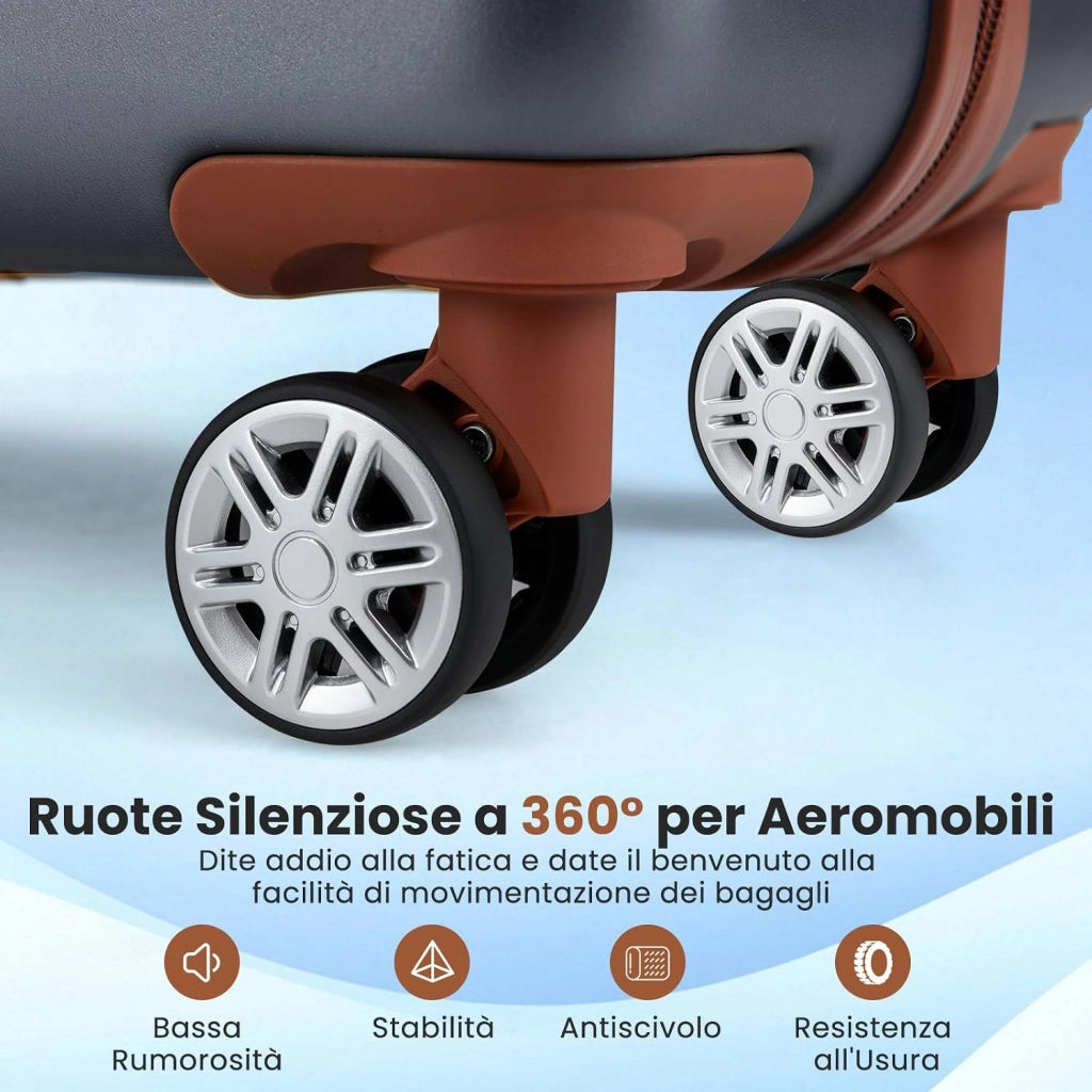 Set di Valigie Rigide 3 Pezzi, Set Valigia da Viaggio in ABS con TSA Lucchetto, Manico Telescopico in Alluminio e Ruote Piroettanti, 20", 24", 28" (Grigio)