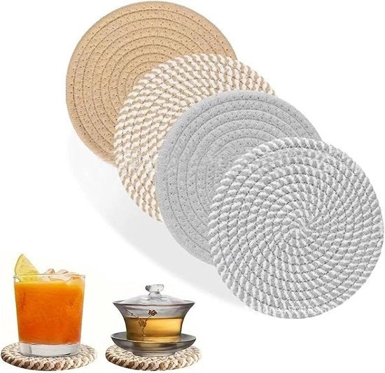 Set di 4 sottopannini rotondi - Anti-verderamatura - Ø 18 cm - Accessori da cucina - Protezioni per tavolo - Resistente al calore - per Panni e Piatti