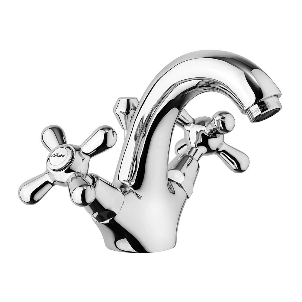 Miscelatore lavabo con manopole monoforo cromo stile classico con piletta Liberty Paini