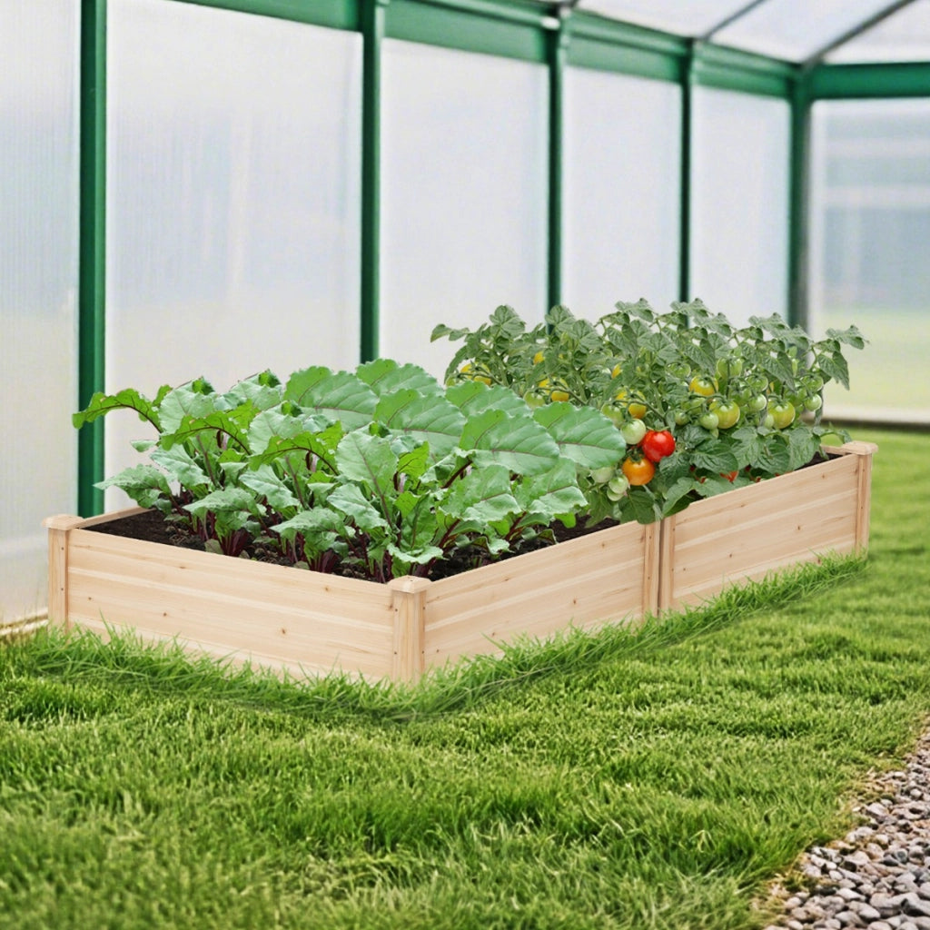 Letto da giardino rialzato legno pesterni verdure frutta e erbe, Fioriera quadrata con base aperta Naturale-Fioriere