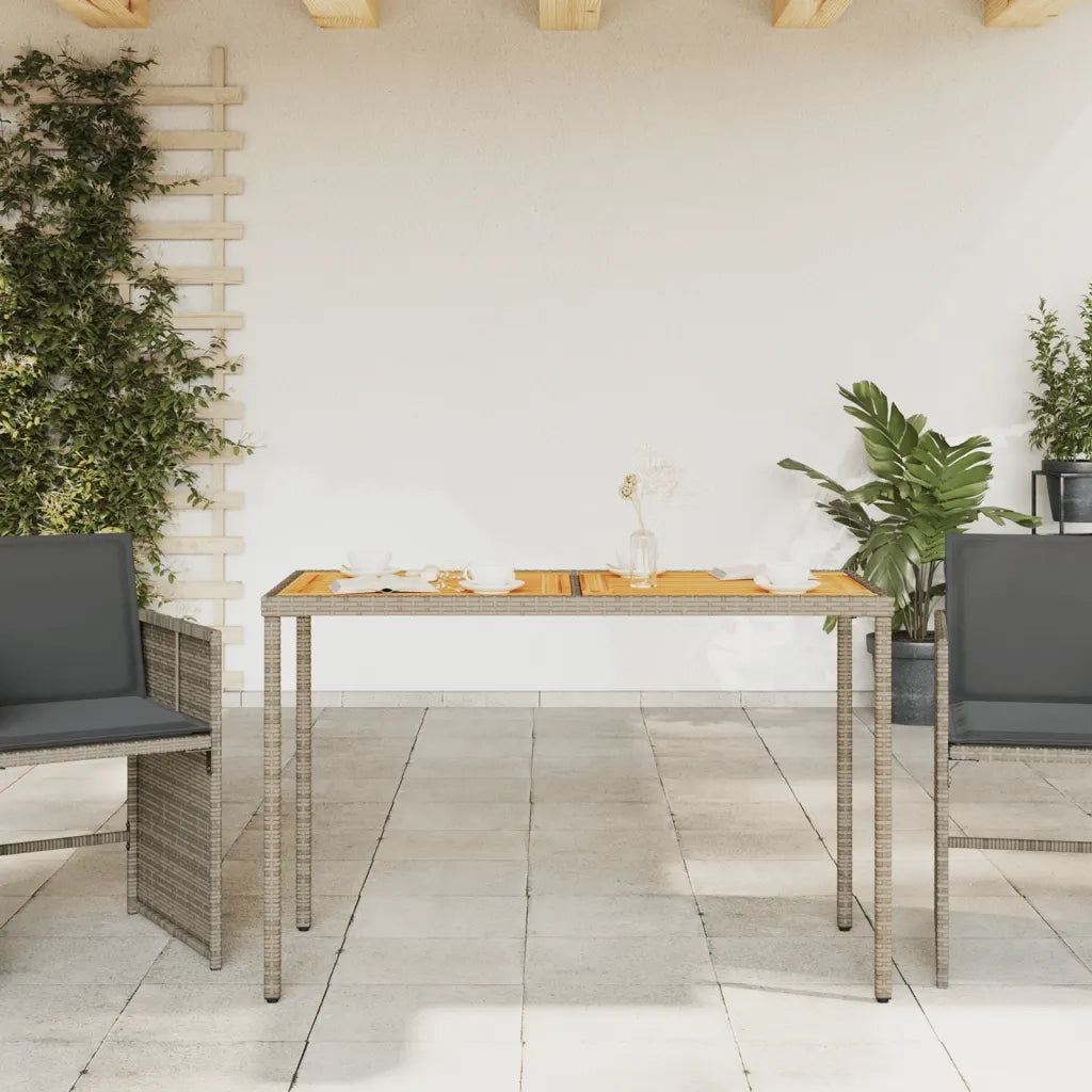Tavolo Giardino | Tavolino da esterno Piano Legno Acacia Grigio 115x54x74 Polyrattan