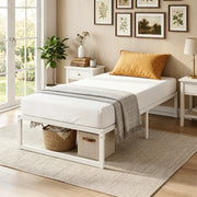LETTO Singolo 90x200 cm in Metallo Bianco senza testiera con spazio contenitore