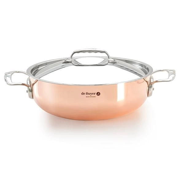 De Buyer 6232.28 Prima Matera Sautoir in Rame e Acciaio Inox 5 L con Coperchio Diametro 28 cm colore Rame