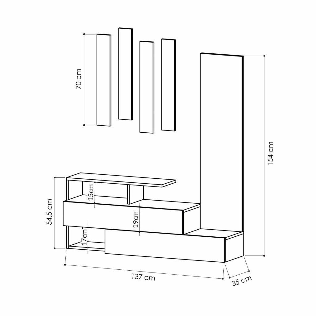 Ofel, Mobile da Ingresso Specchio Incluso, 137x35x55h cm Bianco