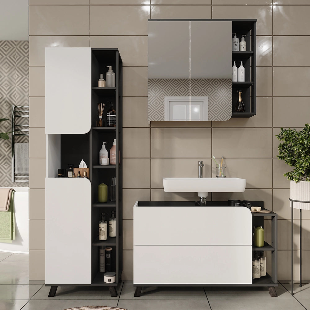Vicco Set di mobili da bagno Antracite/bianco 3 parti