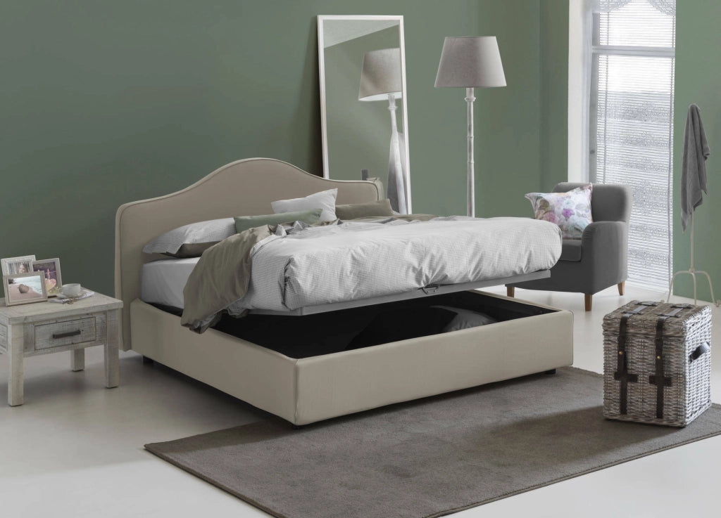 Letto Matrimoniale Abigael, Letto Matrimoniale Sfoderabile Made in Italy, Grigio Tortora\