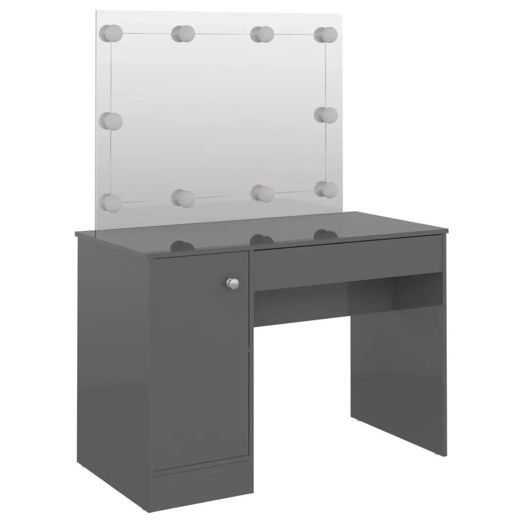 Toeletta con Luci LED 110x55x145 cm in MDF Grigio Lucido cod mxl 59026