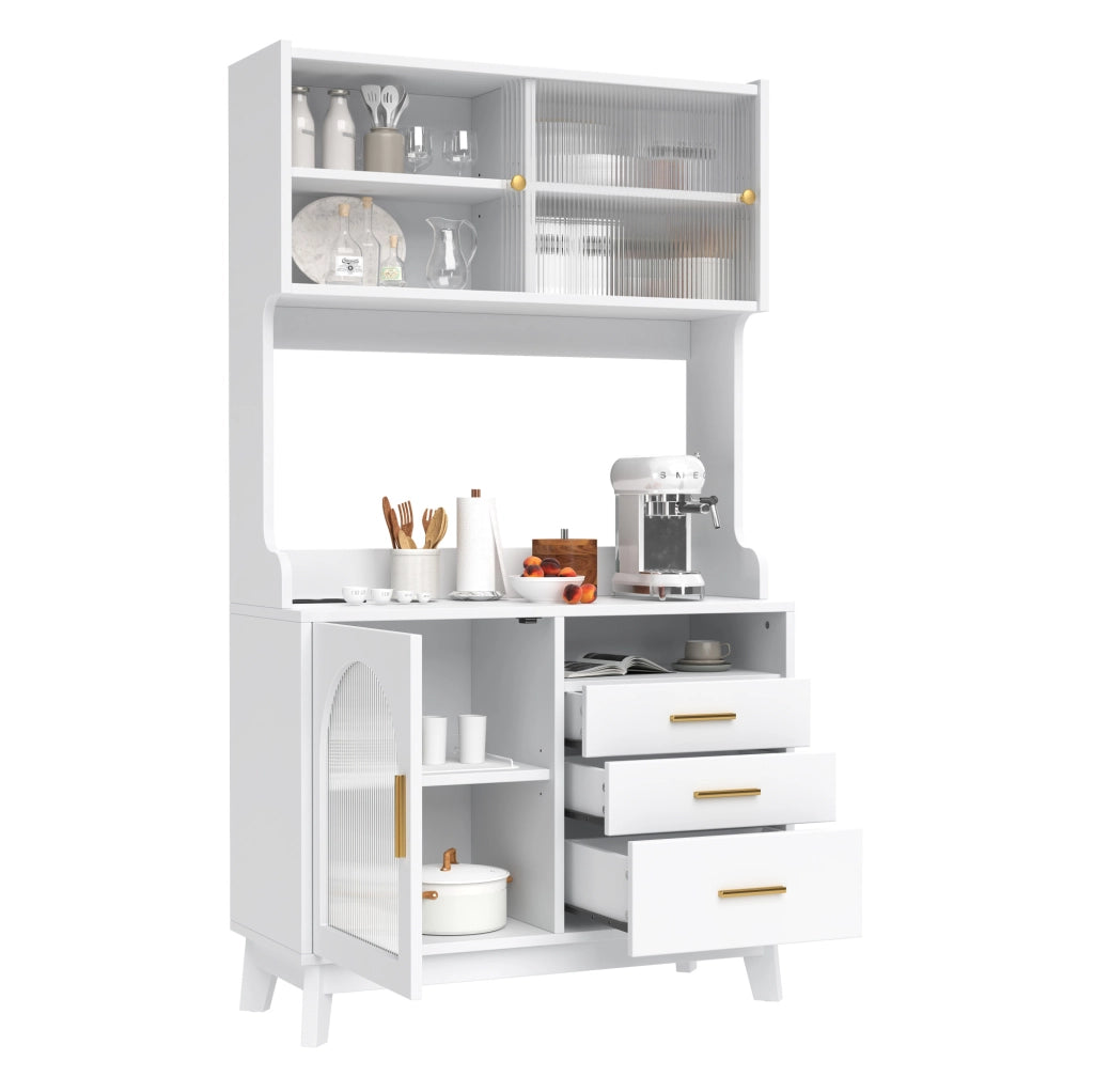 Credenza alta bianca con prese e porte USB