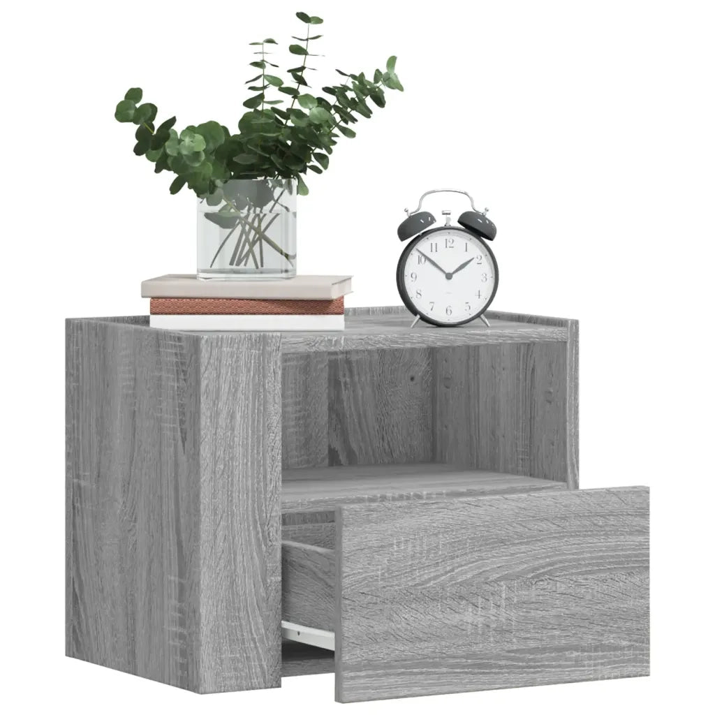 Comodino | Armadio da Notte | Mobiletto da notte a Muro Grigio Sonoma 45x30x35 cm
