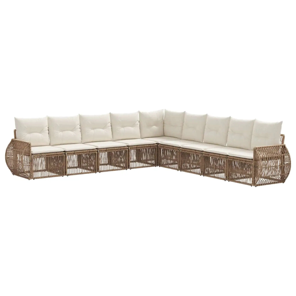 Set Divano da Giardino 9 pcs Beige e Bianco Crema polyrattan 3435441