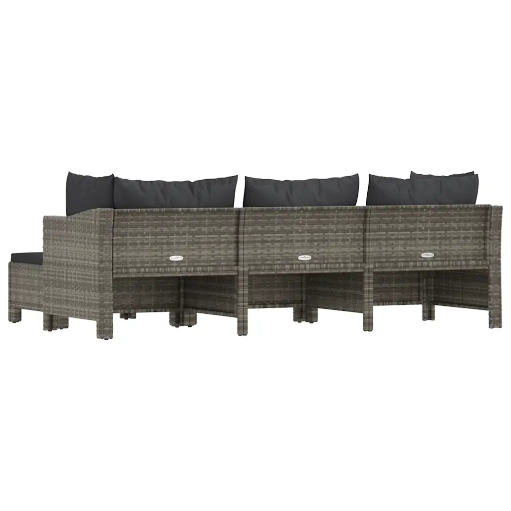 Set Divani da Giardino 4 pz | Set Salotto da Giardino con Cuscini in Polyrattan Grigio