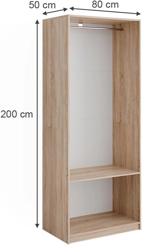 Armadio Elmo, Sonoma, 80 x 200 cm, per una conservazione flessibile di diversi capi di abbigliamento