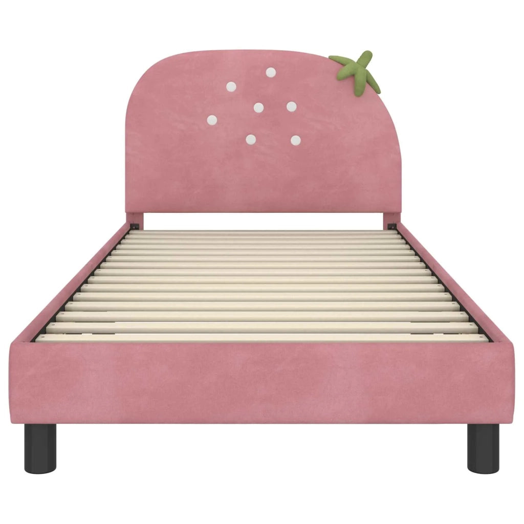 Struttura letto bambini con testata-Giroletto per bambini Rosa 80 x 200 cm Velluto 928312